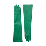 Dents Womens Long Above-Elbow Lined Leather Gloves in Emerald