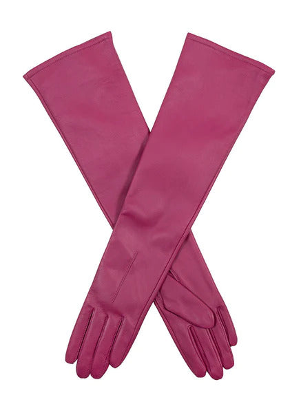 Dents Mia Womens Single Point Long Leather Gloves - Hot Pink