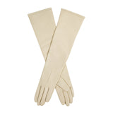 Dents Womens Long Above-Elbow Lined Leather Gloves in Ivory