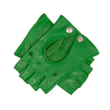 Dents Womens Fingerless Leather Driving Gloves in Emerald