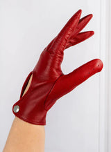 Dents Thruxton Womens Single Point Long Leather Gloves - Berry