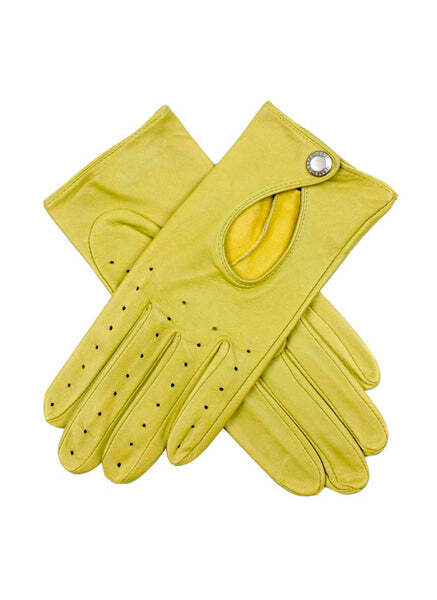 Dents Thruxton Womens Leather Driving Gloves Unlined - Lime