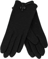 Dents Womens Soft Feel Fleece Knit Gloves w Button Trim Detail Warm Winter - Black