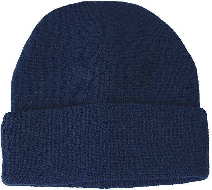 DENTS Fine Knit Turn Up Beanie Warm Winter Hat Plain Ski Thermal - Navy