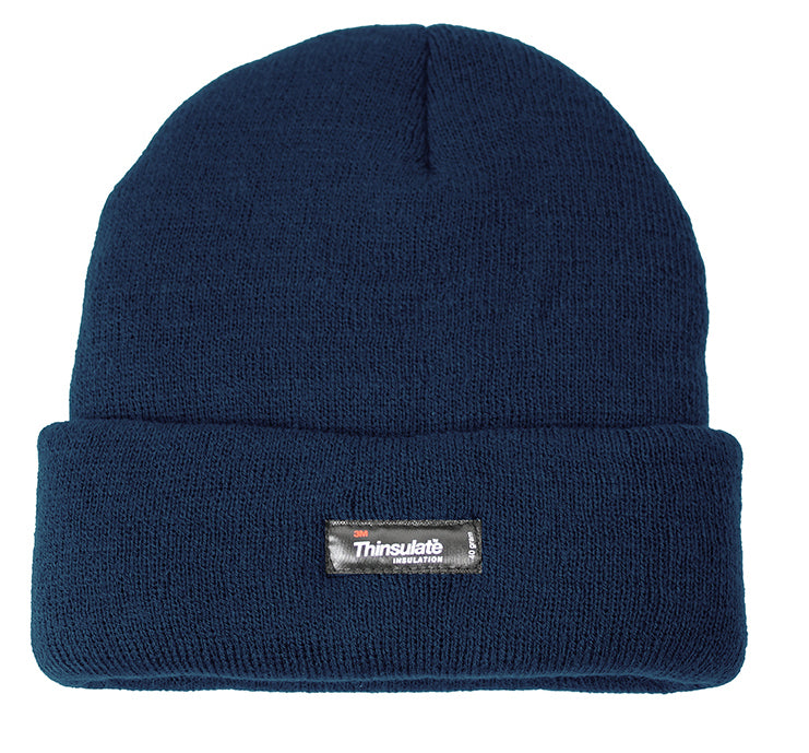 3M Thinsulate 3M Thinsulate Pull On Beanie Hat Ski Knit Thermal Insulated in Navy Blue