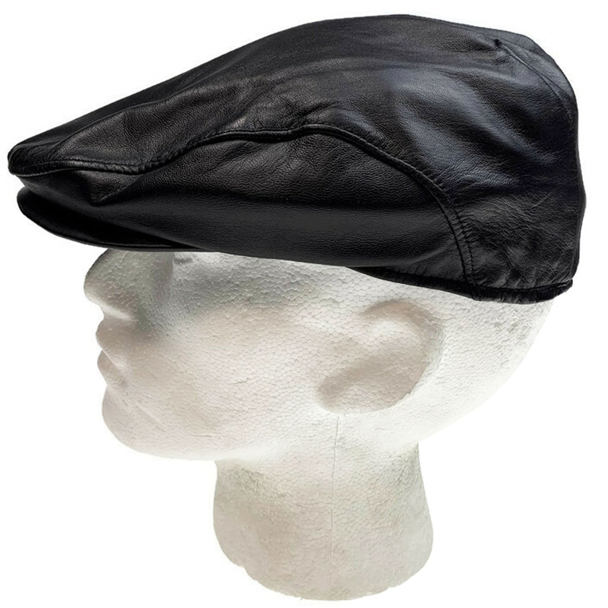 DENTS Mens Leather Cap Hat with Satin Lining Driving Flat Vintage Cabbie Golf - Black