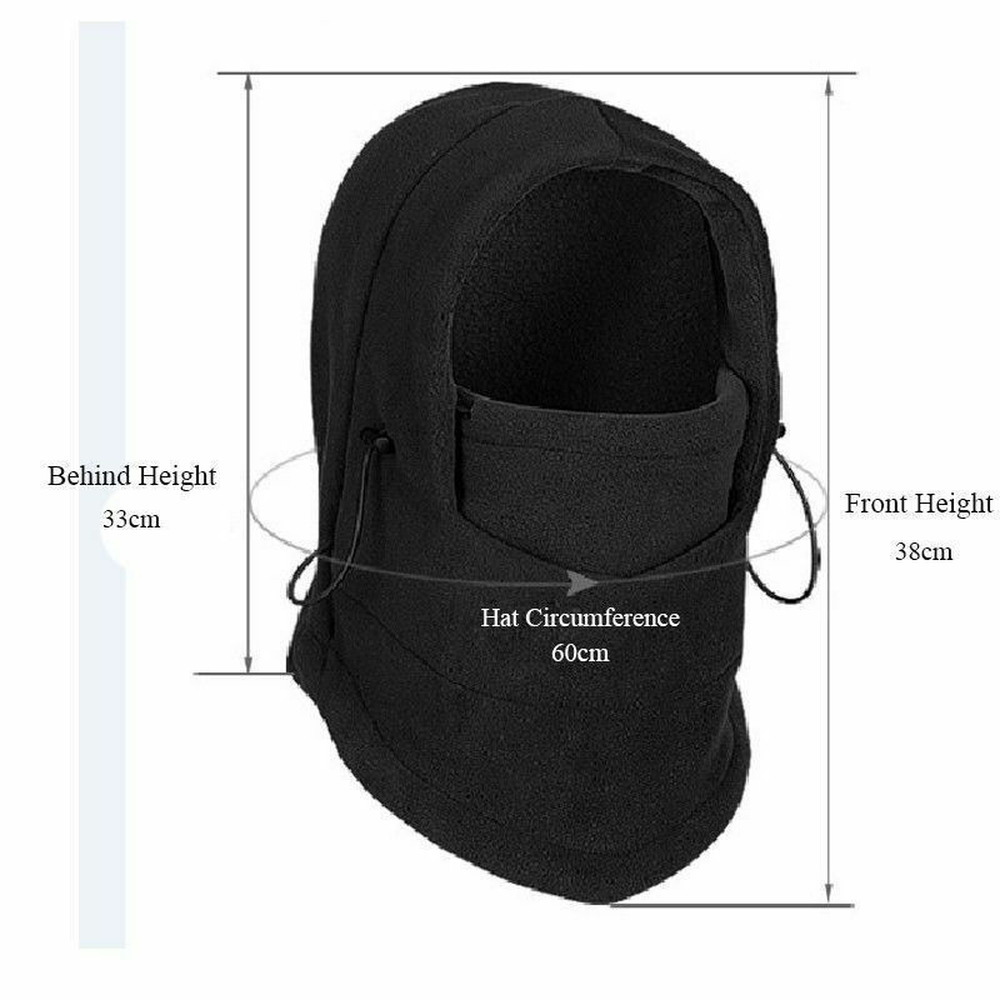 2x Windproof Thermal Fleece Balaclava Beanie Hat Full Face Mask Ski - Black