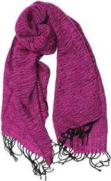 Dents Womens Soft Knit Scarf With Tassels Warm Winter Chunky - Black/Magenta