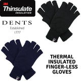 DENTS 3M THINSULATE Polar Fleece Fingerless Gloves Warm Knitted Insulation