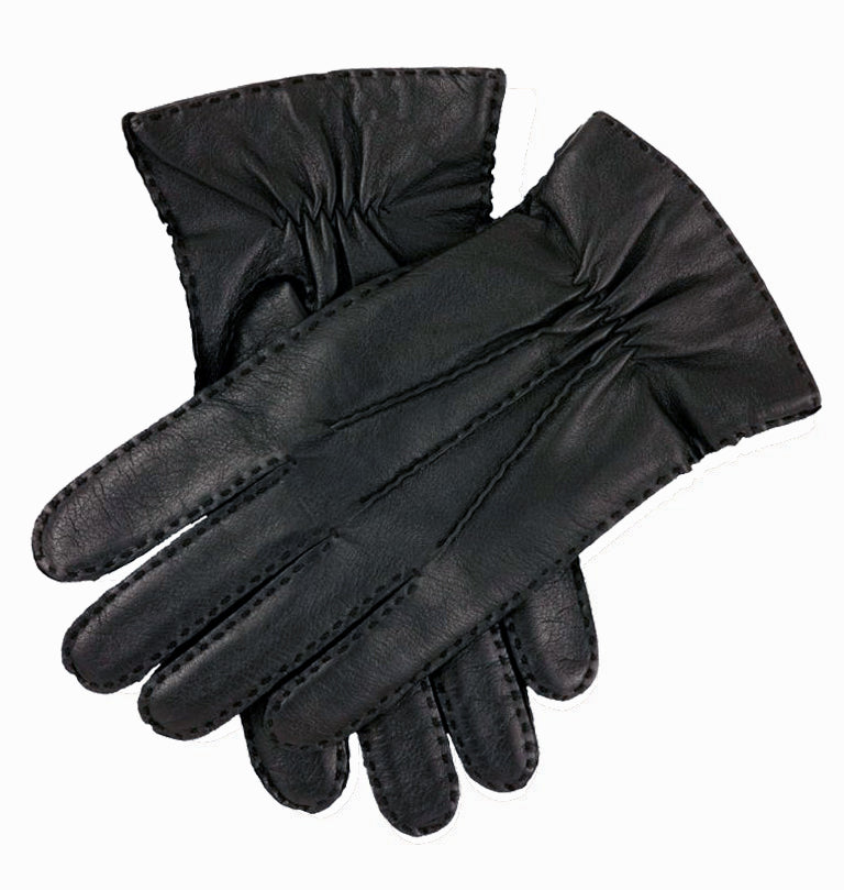 DENTS Mens Premium Kangaroo Leather Cashmere Lined Gloves Winter Gift - Black