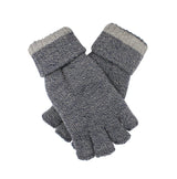 Dents Mens Thinsulate Lined Fingerless Knit Gloves with Rollover Cuff - Navy Marle