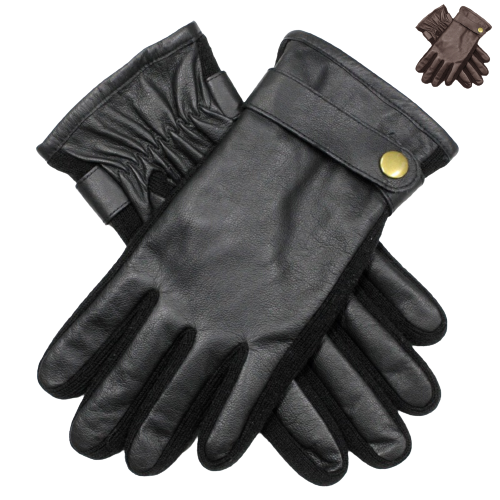 DENTS Mens Premium Kangaroo Leather Strap & Stud Winter Gloves Gentlemans