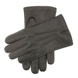 Dents Mens Leather Glove With Three Stitch Points w Wool Lining Warm Winter - Black