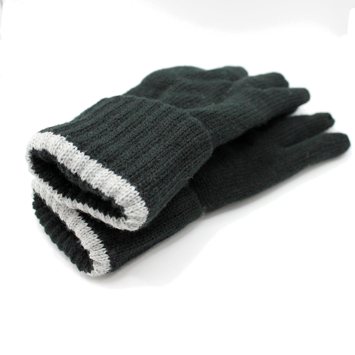 3M Thinsulate Mens Acrylic Knit Gloves Warm Winter with Cuff in Black/Grey