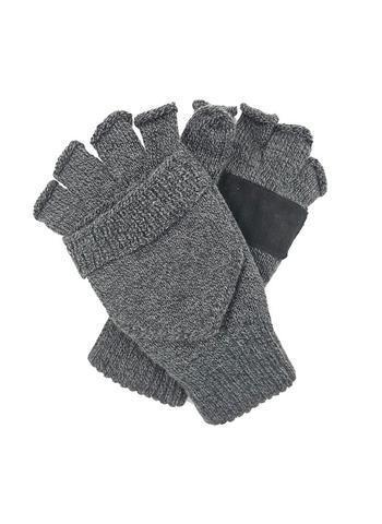 3M Thinsulate Lined Half Finger Fingerless Knit Gloves in Black