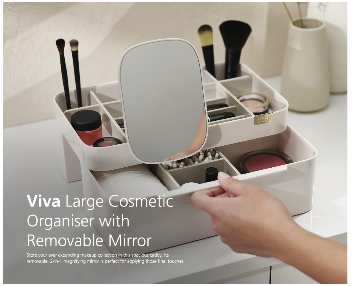 Joseph Joseph Viva Large Cosmetic Organizer w/ Removable Mirror