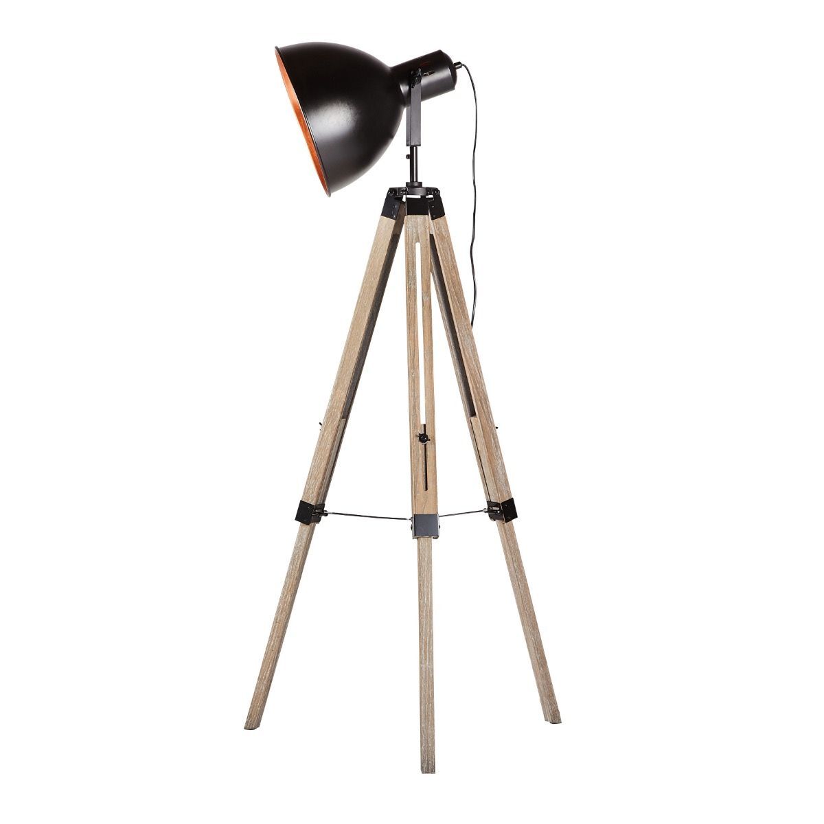 Havana Retro Large Tripod Floor Lamp Industrial Modern Adjustable Wood Frame Light