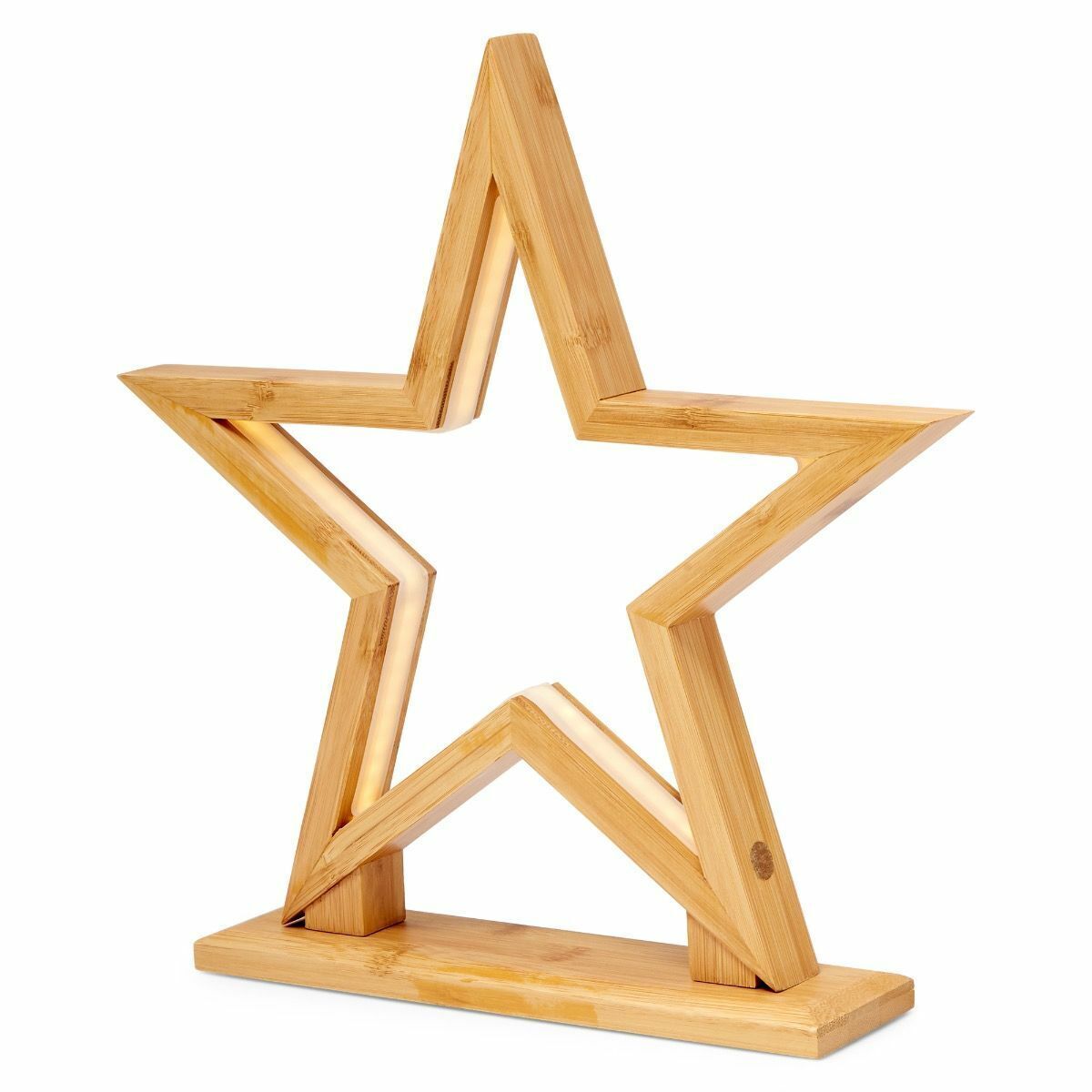 2x 33cm Bamboo Star w LED Strip Table Lamp Light Modern Bedside Home Decor - Natural