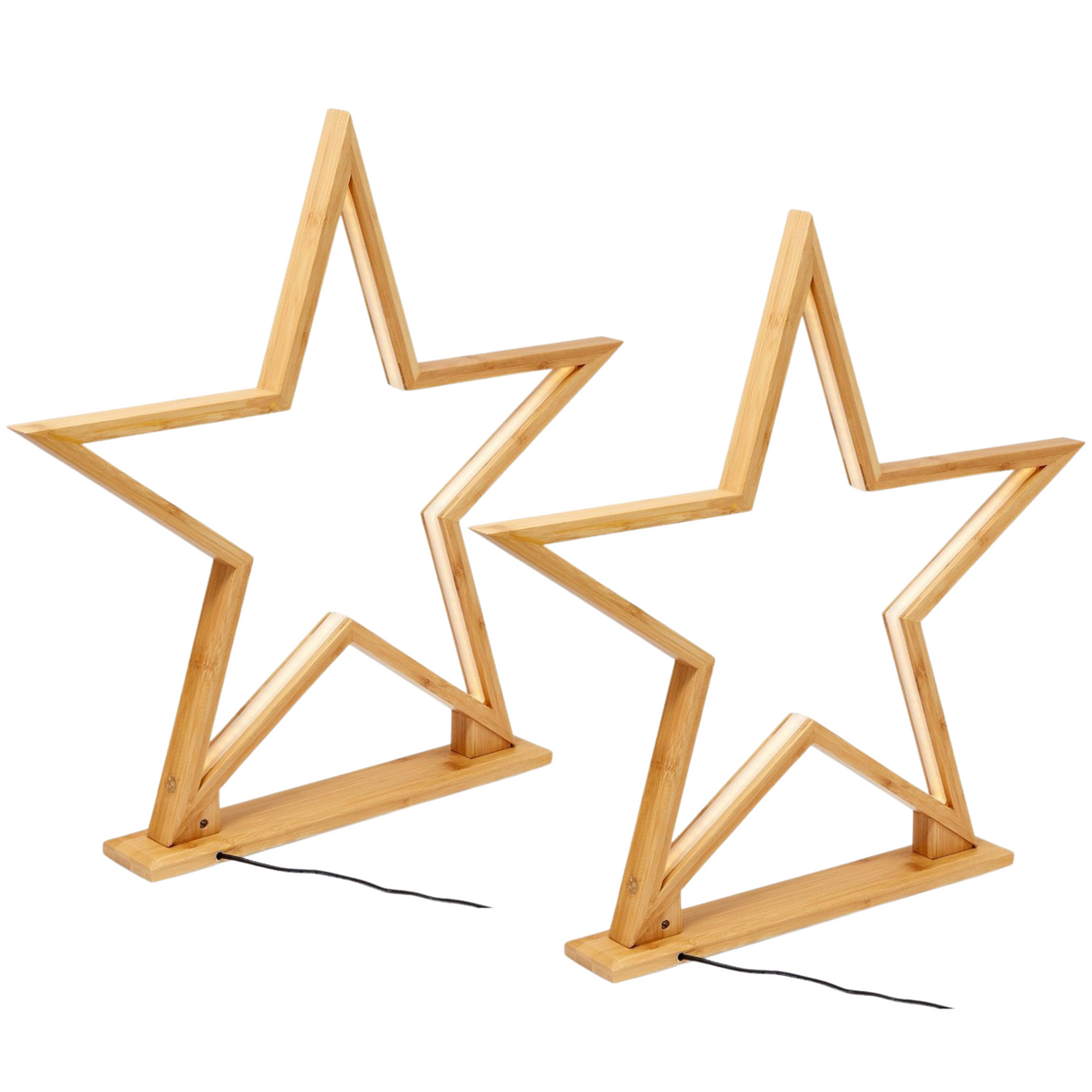 2x 52cm Large Bamboo Star LED Table Lamp Light Modern Bedside - Natural