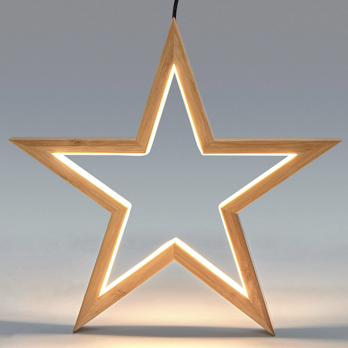 2x Small Bamboo Star LED Hanging Lamp Natural Home Decor Lighting  - Natural