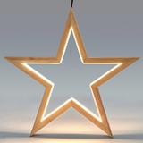 2x Small Bamboo Star LED Hanging Lamp Natural Home Decor Lighting  - Natural