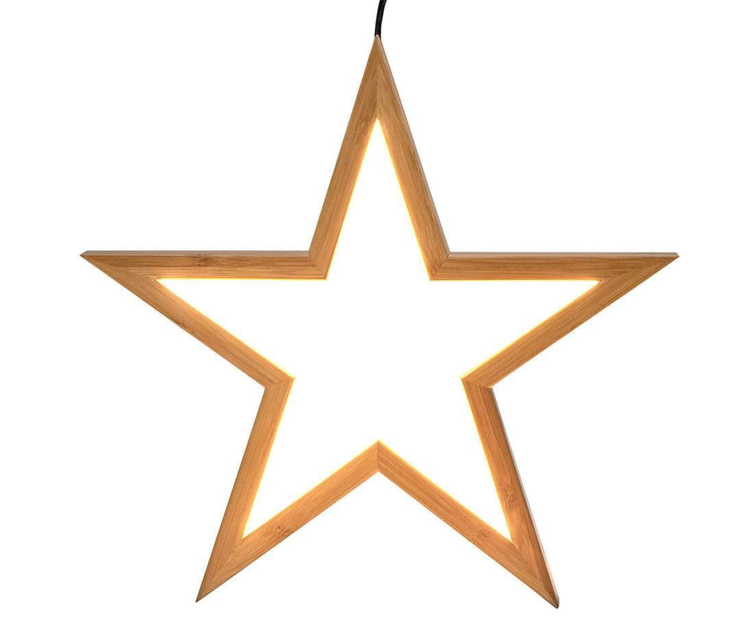 2x Small Bamboo Star LED Hanging Lamp Natural Home Decor Lighting  - Natural