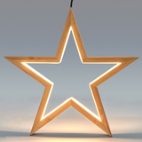 Ceiling Bamboo Star LED Hanging Lamp Natural Home Decor Lighting Pendant - Natural