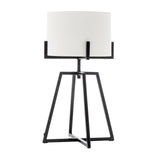 Modern Dimmable Floor Lamp + Table Desk Lamp w/ Linen Shade Scandi - Matte Black