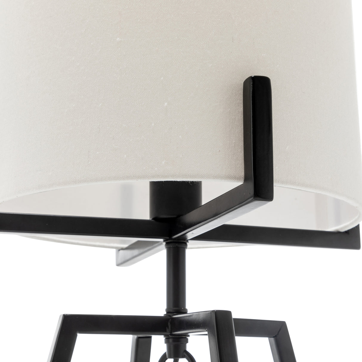 Modern Dimmable Floor Lamp + Table Desk Lamp w/ Linen Shade Scandi - Matte Black