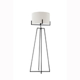 Modern Dimmable Floor Lamp + Table Desk Lamp w/ Linen Shade Scandi - Matte Black