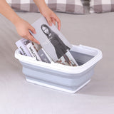 10x 9L Collapsible Laundry Folding Clothes Basket w Handles Bin Bulk- Grey/White