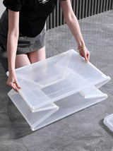 3x 37 Litre Modular Clear Foldable Storage Box with Lid Plastic Tub Collapsible