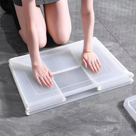 3x 37 Litre Modular Clear Foldable Storage Box with Lid Plastic Tub Collapsible