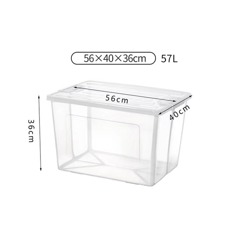 2x 57 Litre Modular Clear Foldable Storage Box with Lid Plastic Tub Collapsible