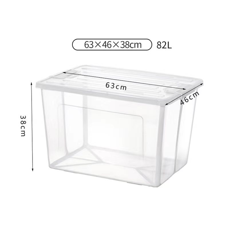 2x 82 Litre Modular Clear Foldable Storage Box with Lid Plastic Tub Collapsible