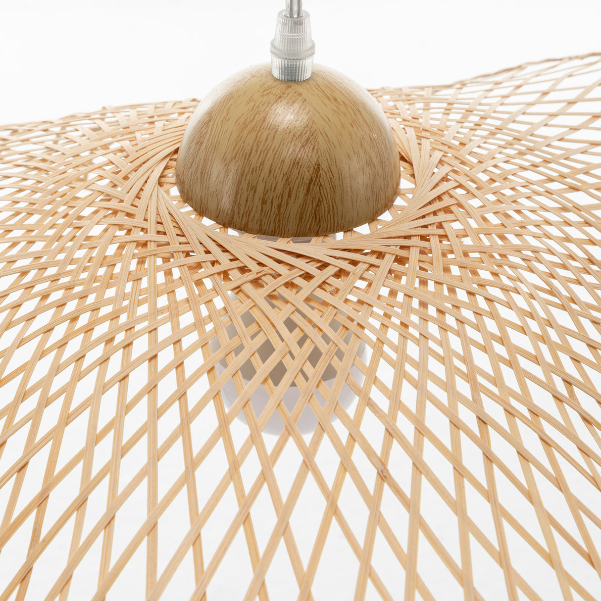 Sophia Natural Hand-Woven Bamboo Wave Pendant Lamp - Small