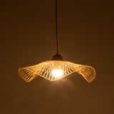 Sophia Natural Hand-Woven Bamboo Wave Pendant Lamp - Small