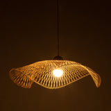 Serene Natural Hand-Woven Bamboo Wave Pendant Lamp Light - Large