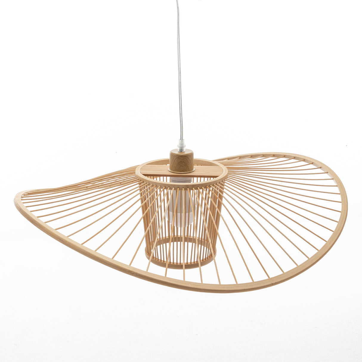 Elysian Breeze Natural Hand-Woven Bamboo Wide Brim Pendant Lamp