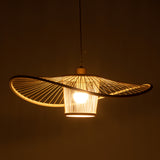 Elysian Breeze Natural Hand-Woven Bamboo Wide Brim Pendant Lamp