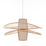 Elysian Breeze Double Natural Hand-Woven Bamboo Double Wide Pendant Lamp Light