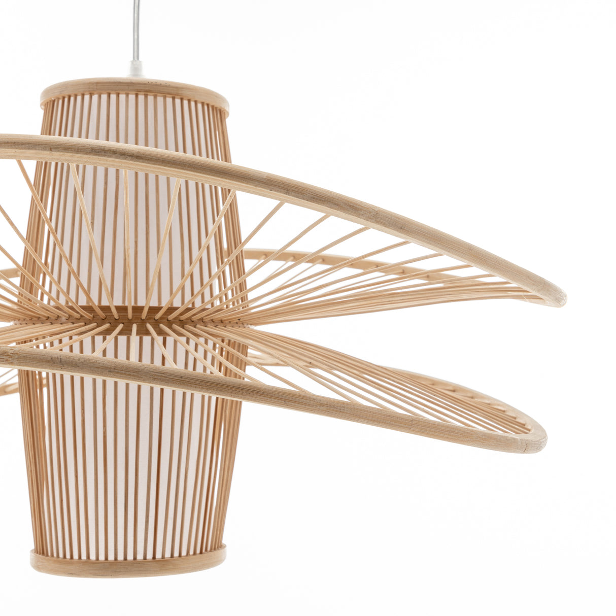 Elysian Breeze Double Natural Hand-Woven Bamboo Double Wide Pendant Lamp Light