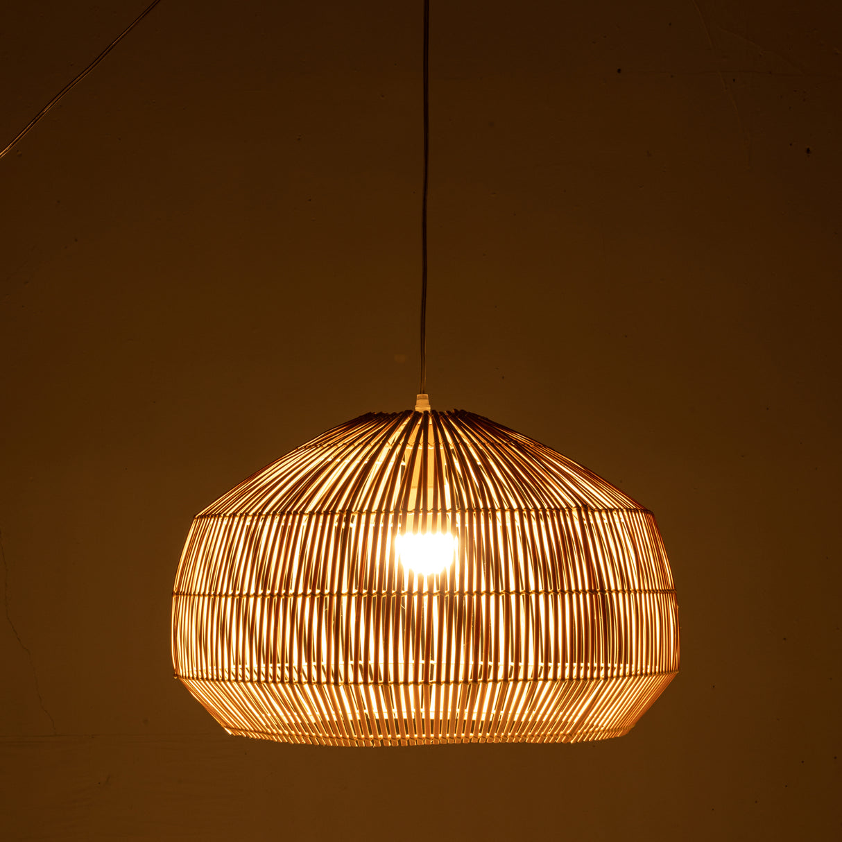 Solara Sphere Natural Hand-Woven Bamboo Cage Pendant Lamp Light