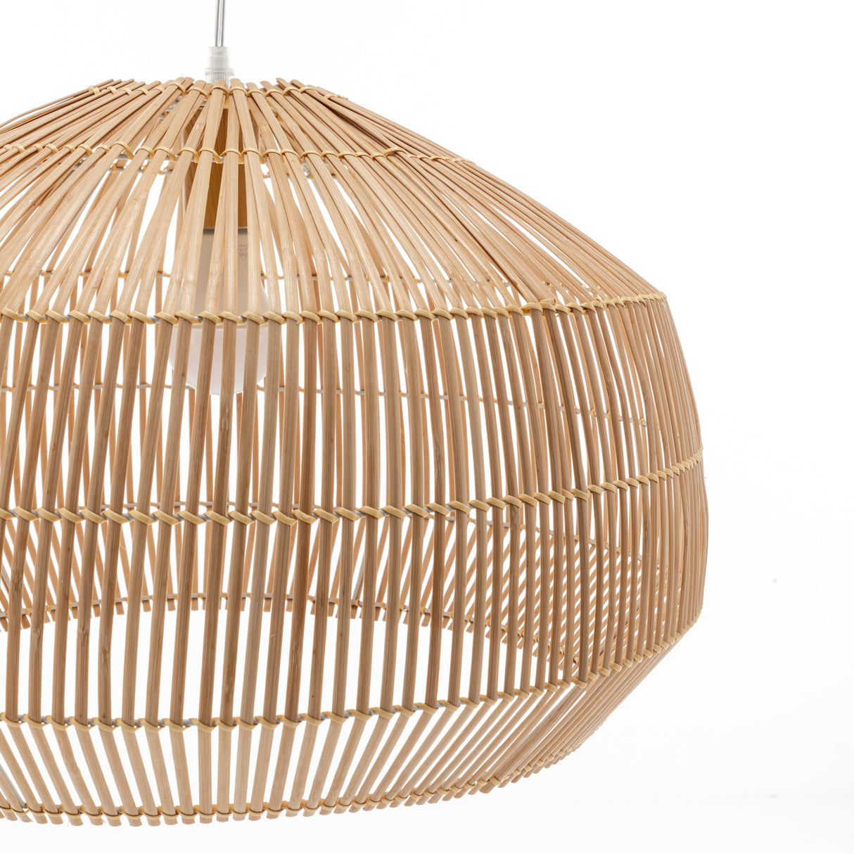 Solara Sphere Natural Hand-Woven Bamboo Cage Pendant Lamp Light