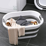 45L Collapsible Laundry Basket Washing Clothes w/Handles Bin Foldable - Grey/White