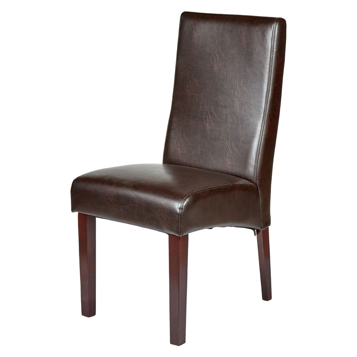 Set of 4 Rome Leather Brown Dining Chairs Durable Seat Wood Kitchen Cafe