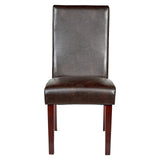 Set of 4 Rome Leather Brown Dining Chairs Durable Seat Wood Kitchen Cafe