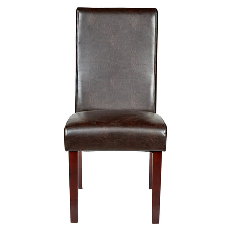 Set of 4 Rome Leather Brown Dining Chairs Durable Seat Wood Kitchen Cafe