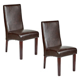 Set of 6 Rome Leather Brown Dining Chairs Durable Seat Wood Kitchen Cafe