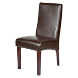 Set of 6 Rome Leather Brown Dining Chairs Durable Seat Wood Kitchen Cafe